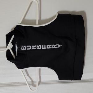 Burberry active wear women's crop top, size medium, black and white